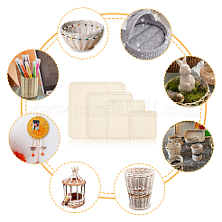 木製編みかぎ針編みのボトムスセット  正方形  DIY織りかぎ針編み編み物ベース用品  アンティークホワイト  10~20x10~20x0.28~0.29cm  穴：3mm  4個/セット&nbsp;WOOD-WH0027-17