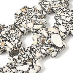 染め合成ターコイズビーズ連売り  クロス  30~31x31~31.5x6.5~7mm  穴：1.2mm  約13個/連  15.59~15.71''（39.6~39.9センチメートル）&nbsp;G-M448-A01-01