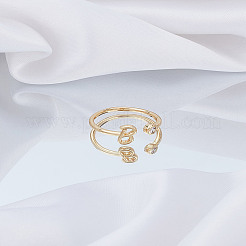 1Pc Brass Micro Pave Clear Cubic Zirconia Open Cuff Rings for Women&nbsp;RJEW-LP0002-37B