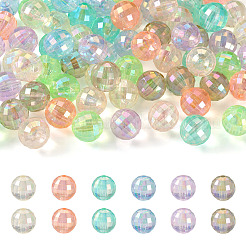 60 個 6 色 UV メッキレインボー虹色アクリルビーズ  多面カット  ラウンド  ミックスカラー  16x16mm  穴：2.5mm  10個/カラー&nbsp;OACR-TA0001-21