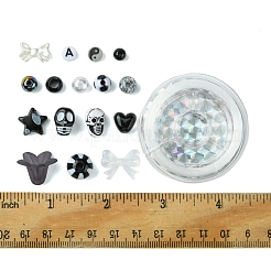 DIY アクリル & ABS プラスチック模造真珠ビーズブレスレット作成キット  ブラック  6~14x0.8~18x0.8~12mm  穴：1~3.5mm&nbsp;DIY-FS0006-50