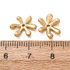 304ステンレススチールスペーサービーズ  花  ゴールドカラー  11.5x10x2.5mm  穴：0.8mm&nbsp;SA-CBAE384-02G