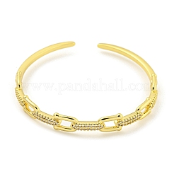 Horseshoe Brass Micro Pave Clear Cubic Zirconia Open Cuff Bangles for Women&nbsp;BJEW-Z062-03B