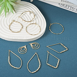 10Pcs 5 Style Brass Open Back Bezel Pendants&nbsp;KK-TA0001-35