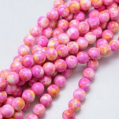 合成オーシャンホワイトジェイドビーズ連売り  染め  ラウンド  濃いピンク  6mm  穴：1mm  約64~68個/連  15.3インチ&nbsp;G-L019-6mm-02