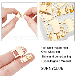 真鍮製折りたたみ留め具6セット  ニッケルフリー  18KGP本金メッキ  33.5x14x4mm  穴：2mm&nbsp;STAS-SC0003-33