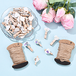 100Pcs 2 Styles Spray Painted Wooden Craft Pegs Clips&nbsp;DIY-YW0017-36