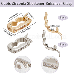 8Pcs 2 Colors Brass Micro Pave Clear Cubic Zirconia Twister Clasps&nbsp;ZIRC-BBC0001-97
