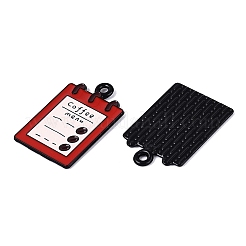 焼付塗装合金エナメルペンダント  コーヒーメニューチャーム  レッド  27.5x18x1.5mm  穴：1.8mm&nbsp;PALLOY-T093-15