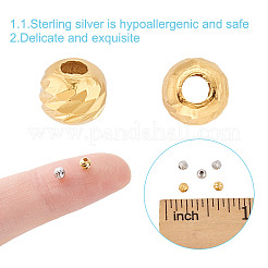 20個2色925スターリングシルバービーズ  溝付き丸  ニッケルフリー  ミックスカラー  3x2.5mm  穴：1mm  10個/カラー&nbsp;FIND-GO0002-69