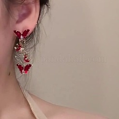 Butterfly Alloy Rhinestone Dangle Stud Earrings&nbsp;FS-WGD32A6-01
