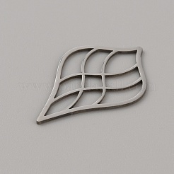 ステンレススチールペンダント  レーザー切断  リーフチャーム  ステンレス鋼色  38x24.5x1mm  穴：3.5x11mm&nbsp;STAS-TAC0017-08P