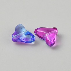 グラデーションカラーのガラスチャーム  人魚の尾  ミディアム蘭  11x15x7mm  穴：1mm&nbsp;FIND-WH00670-74