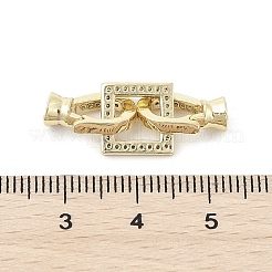 Brass Micro Pave Clear Cubic Zirconia Fold Over Clasps&nbsp;LS-KK-U059-18G