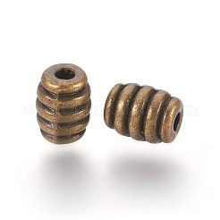 チベット風合金ビーズ  鉛フリー＆カドミウムフリー  バレル  アンティークブロンズ  7x5.5mm  穴：2mm&nbsp;MLF0628Y