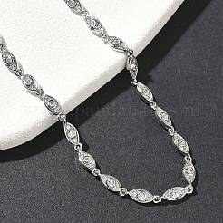 Brass Micro Pave Clear Cubic Zirconia Eye Link Chain Necklaces&nbsp;NJEW-G183-07P