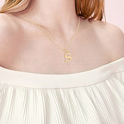 1pc 304 Stainless Steel Letter Pendant Necklaces&nbsp;NJEW-LP0001-38S-G