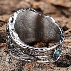 304 Stainless Steel and Synthetic Turquoise Finger Rings for Men&nbsp;FS-WGEFF67-05