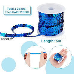 6 Rolls 3 Colors Eco-Friendly Plastic Paillette Beads&nbsp;PVC-PH0001-28