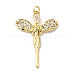 Rack Plating Brass Micro Pave Cubic Zirconia Pendants&nbsp;KK-P241-25G