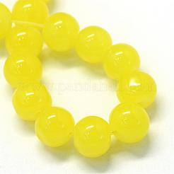 焼き絵用塗料、模造翡翠ガラス、丸ビーズの連  きいろ  10~10.5mm  穴：1.5mm  約80~85個/連  31.4インチ&nbsp;DGLA-Q021-10mm-24