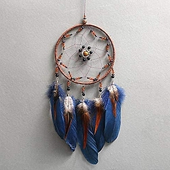 Iron Woven Web/Net with Feather Pendant Decorations&nbsp;PW-WG80070-01