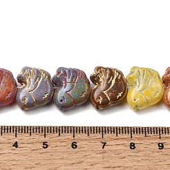 塗装ガラスビーズ連売り  ゴールドライン入り  鳥  ミックスカラー  13~13.5x16x8~8.5mm  穴：1.2mm  約25個/連  8.27''（21センチメートル）&nbsp;GLAA-Z021-10
