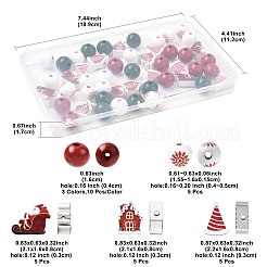 50Pcs 7 Styles Christmas Painted Wood Beads Set&nbsp;WOOD-FS0002-44