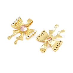 Brass Micro Pave Pink Cubic Zirconia Charms&nbsp;CU-CBABDE1-09G