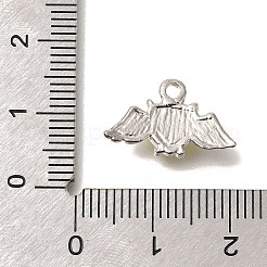 真鍮チャーム  猫の目で  翼とハート  プラチナ  10.5x17x4mm  穴：1.6mm&nbsp;FIND-C065-24P