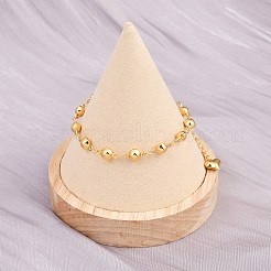 女性用304ステンレススチールリンクブレスレット  ラウンド  ゴールドカラー  7-3/8インチ（18.7cm）&nbsp;BJEW-D359-03G