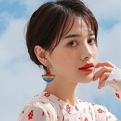 DIY細線細工ダングルピアス作成キット  葉、蝶、花の430ステンレススチールペンダントを含む  304ステンレススチールフレンチフックピアス金具  カラフル  48個/箱&nbsp;DIY-SZ0008-57