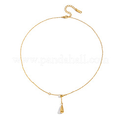 304 Stainless Steel Teardrop Pendant Lariat Necklaces for Women&nbsp;IX0510-1