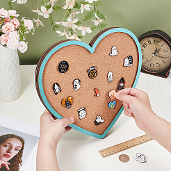 Heart Wall Mounted Brooch Jewelry Display Cork & Plywood Tray&nbsp;AJEW-WH0596-116B-02