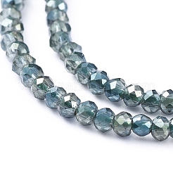 電気メッキガラスビーズセット  半分メッキ  多面カット  ロンデル  ダークスレートグレー  2x1.5mm  穴：0.6mm  約208~220個/連  34~36cm&nbsp;EGLA-F149-HP-01