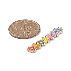 手作り織機模様ミユキシードビーズ  花模様の長方形  カラフル  41x8.5x2mm  穴：0.8mm&nbsp;PALLOY-MZ00047-01