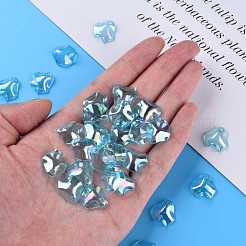 透明なアクリルパーツ  ABカラーメッキ  花びら  ライトスカイブルー  15.5x15x5mm  穴：2mm  約2200個/500g&nbsp;MACR-S373-106-C01
