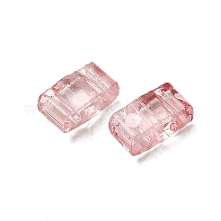 2穴透明ガラスシードビーズ  アンティークスタイル  長方形  ピンク  5x2.5x2mm  穴：0.7mm&nbsp;SEED-S023-30B-30