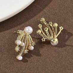 Fireworks Brass Micro Pave Cubic Zirconia Stud Earrings&nbsp;EJEW-G452-02G