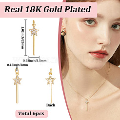6Pcs Rack Plating Brass Micro Pave Clear Cubic Zirconia Pendants&nbsp;KK-SC0007-88