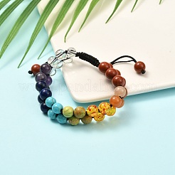 Round Imitation Amber & Mixed Stone Braided Bead Bracelet for Girl Wome&nbsp;BJEW-JB06962-01