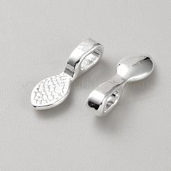 合金ピンチベイル  ペンダント作り用の接着剤付きフラットパッドベイル  オーバル  925銀メッキ  16x5.5x1.8mm  穴：4.5x2mm  約10個/袋&nbsp;FIND-WH20007-17A-S