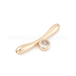 真鍮マイクロパヴェクリアキュービックジルコニアマンテルパーツ  バー  14KGP本金メッキ  10.5x29.5x3.5mm  穴：1.2mm&nbsp;LS-KK-U051-05G