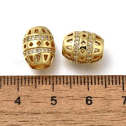 Brass Micro Pave Clear Cubic Zirconia European Beads&nbsp;ZIRC-I070-135G