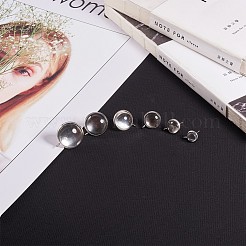 DIYのジュエリー  304ステンレススチールスタッドピアス金具  透明ガラスカボション付き  ステンレス鋼色  21x18x2mm  穴：1.5mm  ピン：0.8mm&nbsp;DIY-PH0016-45