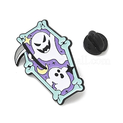 ハロウィーンゴーストのエナメルラペルピンバック  女性用男性用バックパック用黒合金バッジの塗装  カドミウムフリー＆ニッケルフリー＆鉛フリー  六角  33.5x24.5mm&nbsp;JEWB-K018-33D-EB