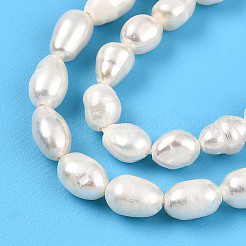 天然養殖淡水パールビーズ連売り  ライス  乳白色  5~7.5x4~4.8mm  穴：0.4mm  約54~72個/連  13.98~14.29''（35.5~36.3センチメートル）&nbsp;PEAR-N012-04W