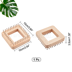 リリヤン織機  正方形  糸コード編み機用  淡い茶色  10x10x3.5cm&nbsp;TOOL-WH0051-09