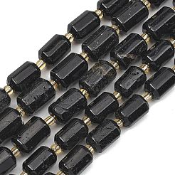 天然石ブラックトルマリンビーズ連売り  多面カット  コラム  シードビーズで  13.5~15.5x9.5~10.5x9.5~10.5mm  穴：1mm  約22~24個/連  15.35''（39cm）〜16.34''（41.5cm）&nbsp;G-D103-A05