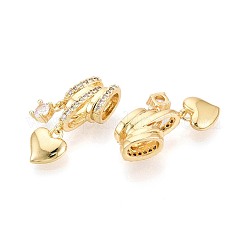 Brass Micro Pave Clear Cubic Zirconia Pendants&nbsp;X-KK-T075-88G